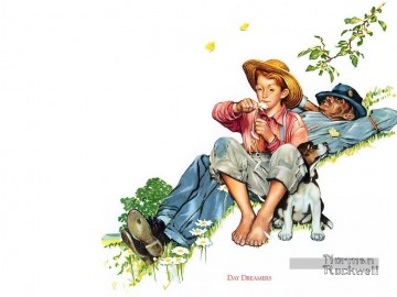chang dai chien Painting - grandpa and me picking daisies 1958 Norman Rockwell